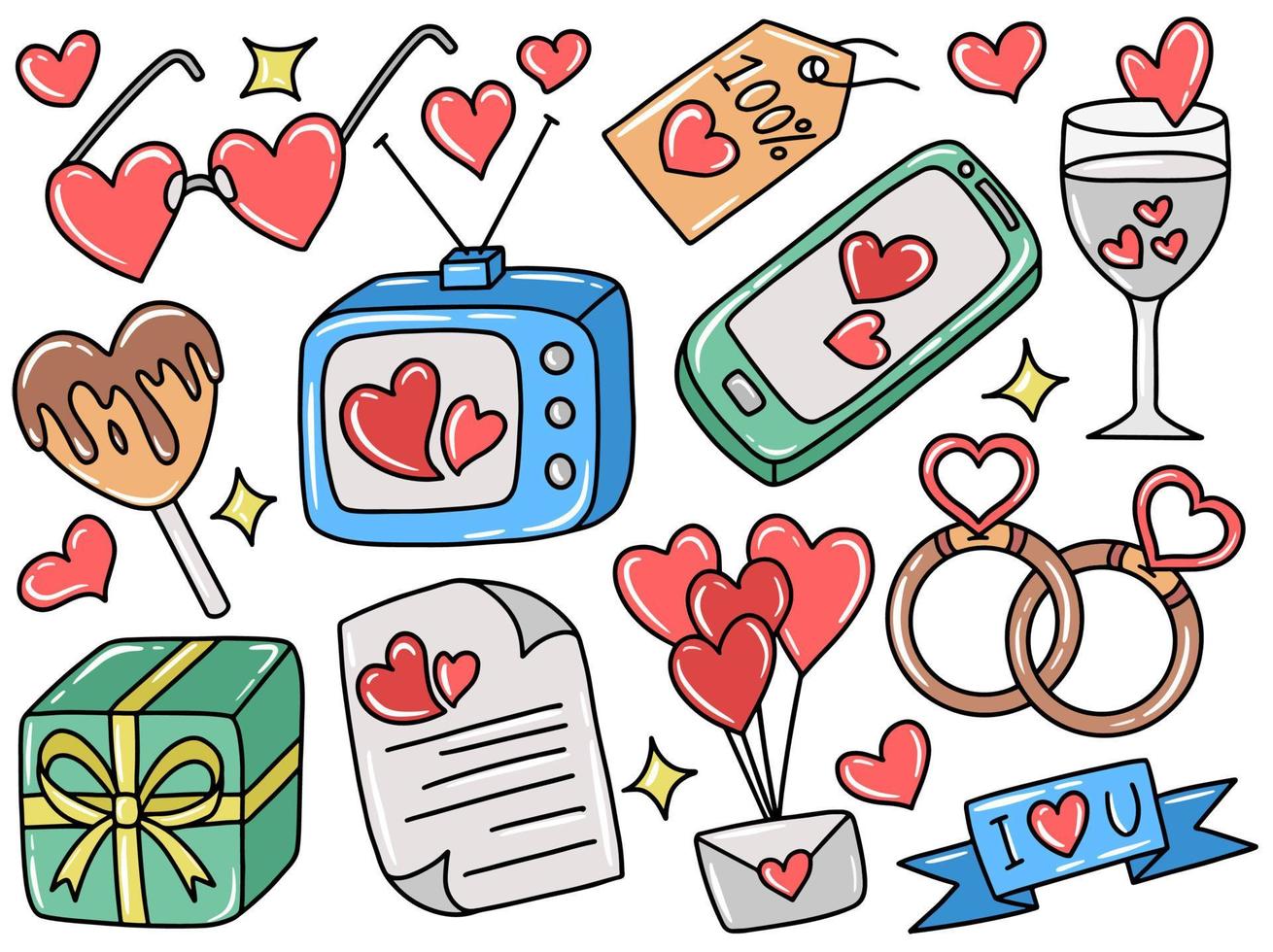 valentijnsdag clip art collectie doodle vector