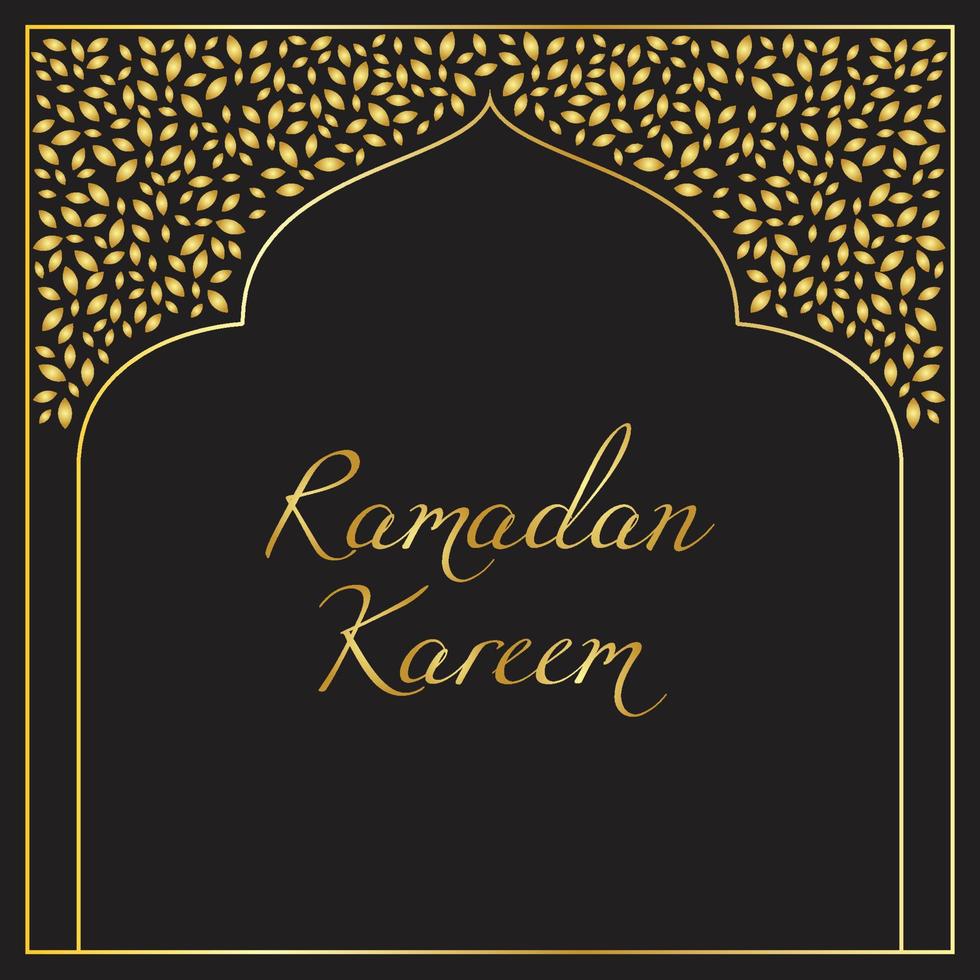 gouden ramadan kareem poort met bladpatroon vector