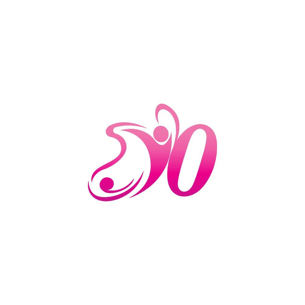 nummer nul vlinder en succes menselijk pictogram logo ontwerp illustratie vector
