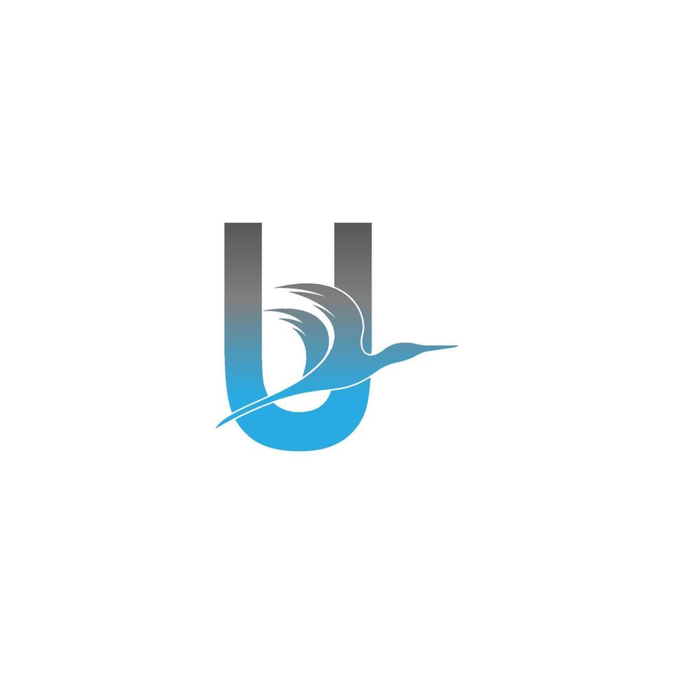letter u-logo met pelikaanvogelpictogramontwerp vector