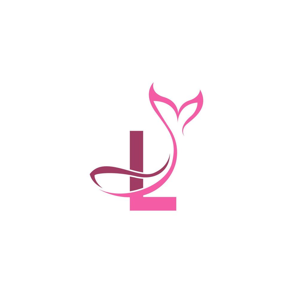 letter l met zeemeermin staart pictogram logo ontwerpsjabloon vector