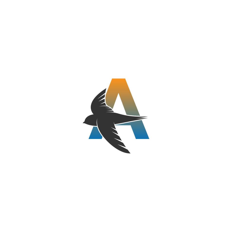 letter een logo met swift vogel pictogram ontwerp vector