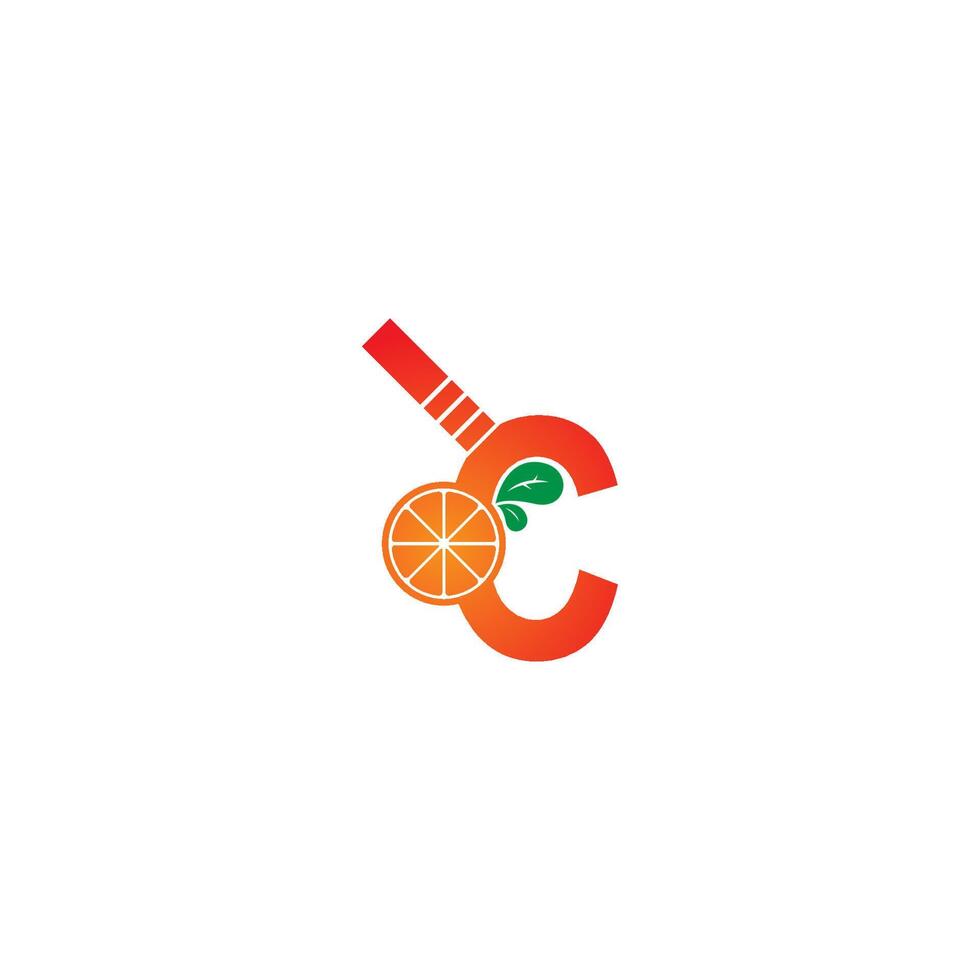 letter c met sap oranje pictogram logo ontwerpsjabloon vector