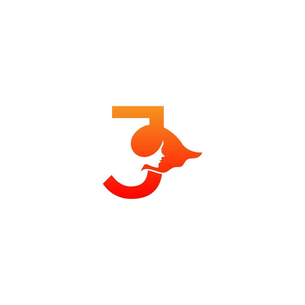 letter j met vrouw gezicht logo pictogram ontwerp vector