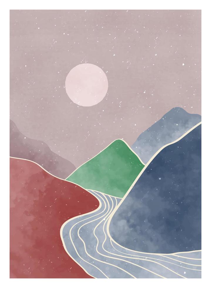 natuurlijke abstracte berg. halverwege de eeuw moderne minimalistische kunstdruk. abstracte hedendaagse esthetische achtergronden landschap. vectorillustraties vector