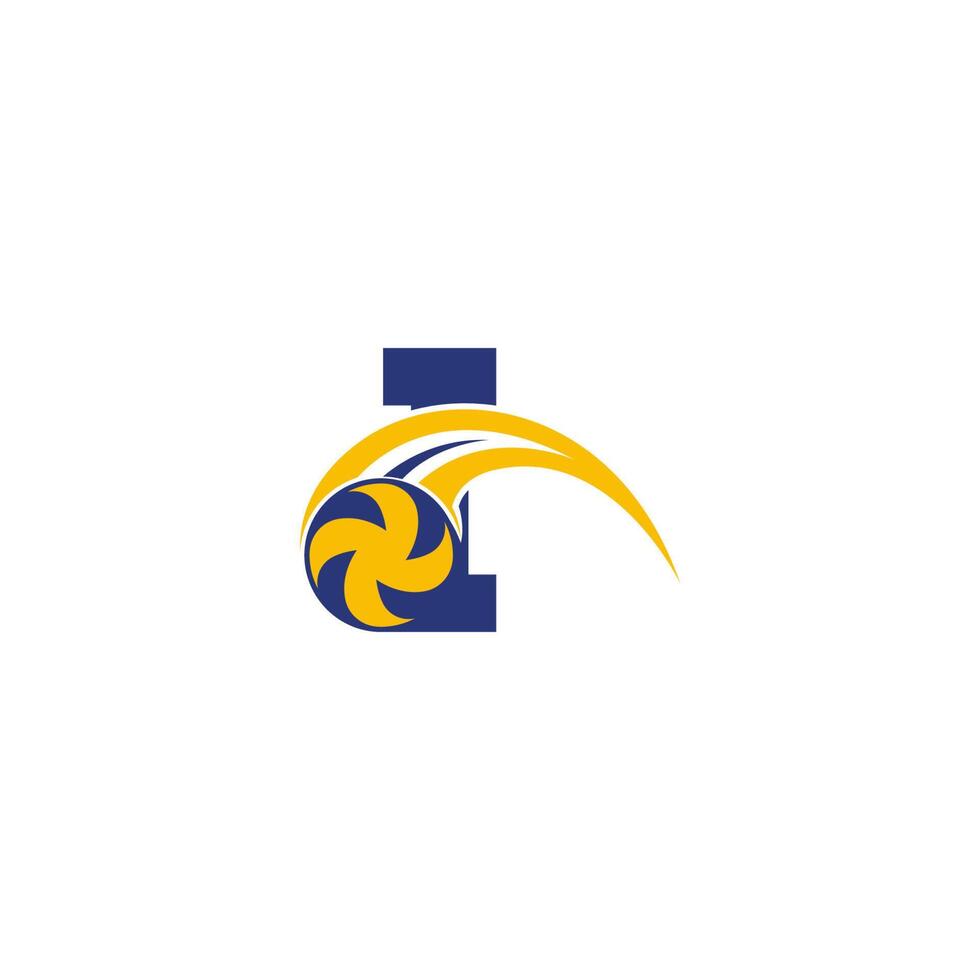 letter i met spetterende volleybal pictogram logo ontwerpsjabloon vector