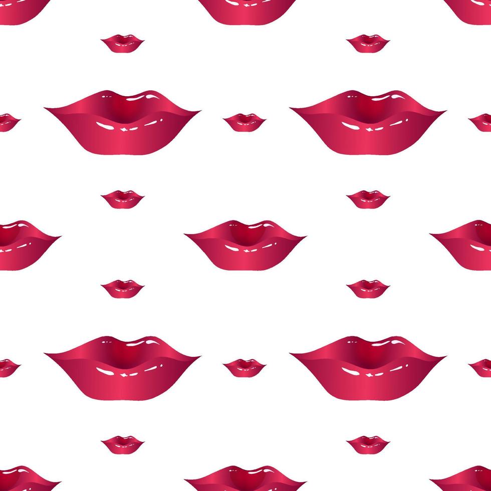 naadloos patroon van heldere vrouwelijke lippen. lippen met make-up. vector