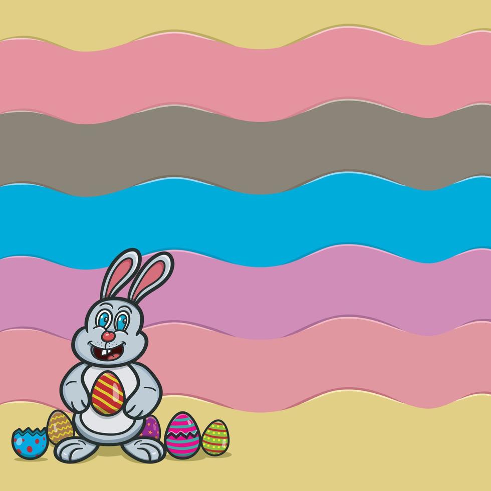konijn met eieren en lege ruimte. vrolijk pasen thema. vector