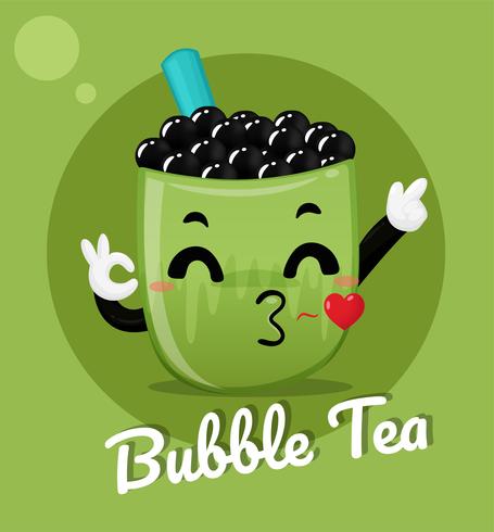 Bubble melk groene thee vector