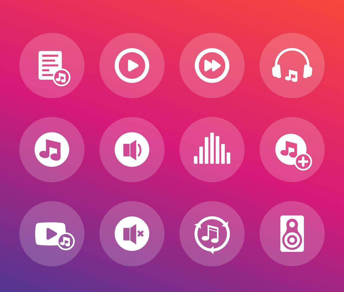 muziek, audio vector iconen set