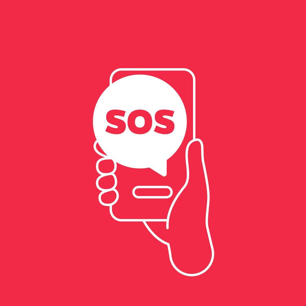 sos-bericht in de telefoon, vectorpictogram vector