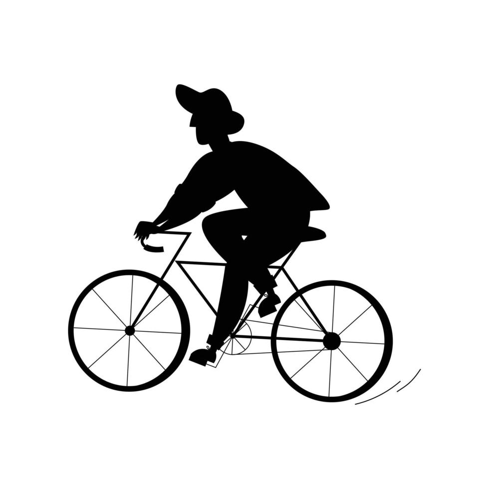 silhouet van een persoon die fietst in de stad vector