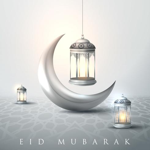 Eid Mubarak en Ramadan lantaarns vector