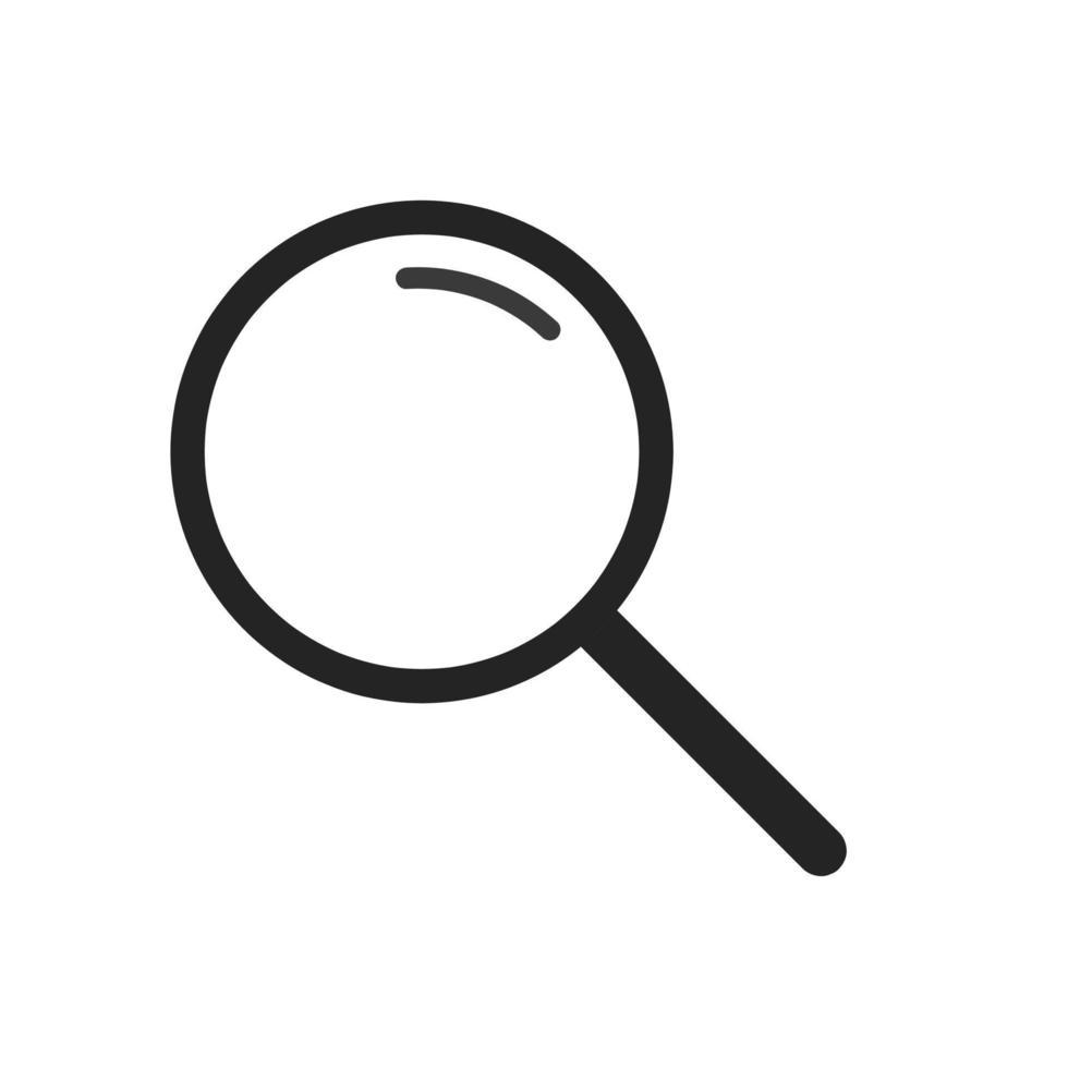 zwarte cirkel vergrootglas icoon met reflectie, ontdekkingsconcepten gebruikt in website ontwerp vector geïsoleerd op een witte achtergrond