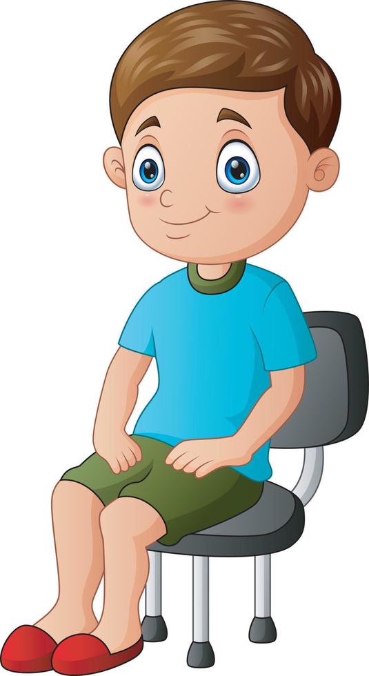 tekenfilm een jongen die op de stoel zit vector