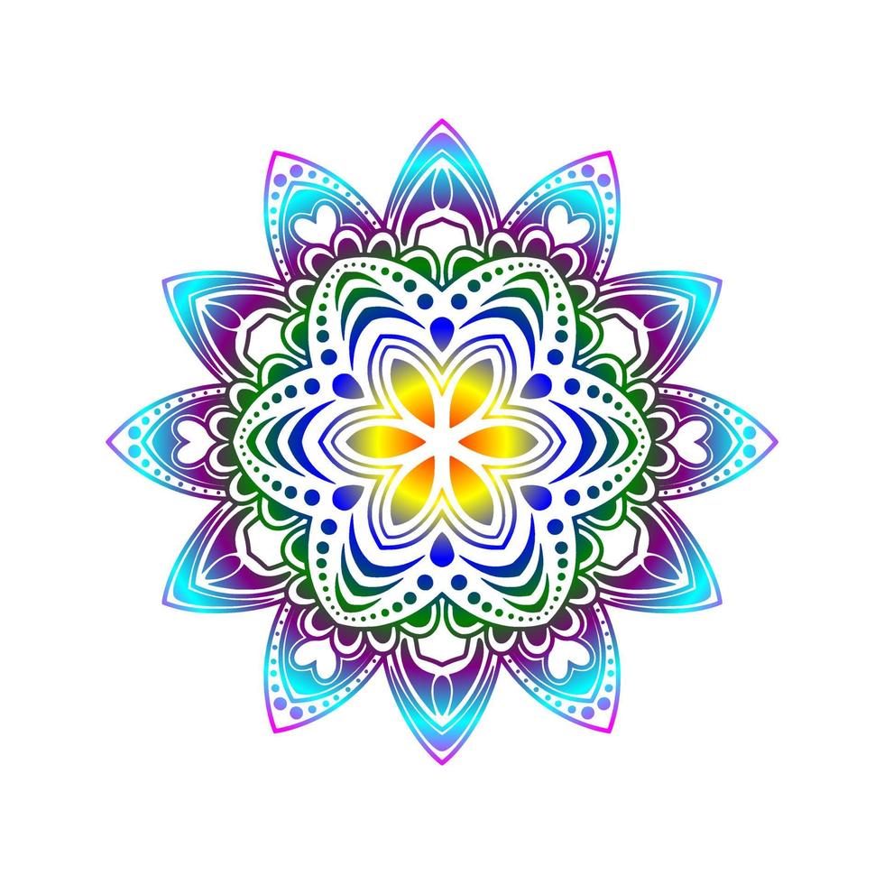 mandala. vintage decoratief element. mandala in regenboogkleuren. mandala met bloemenmotief. yoga-sjablonen vector