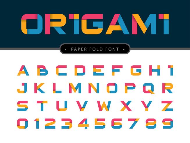 Papieren origami Alfabetletters en cijfers vector