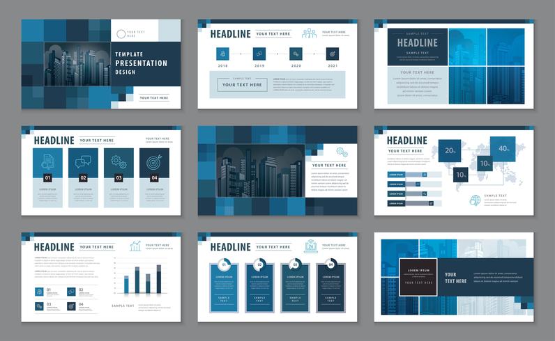 Blauwe presentatiesjablonen, Infographic elementen Sjabloonontwerpset vector