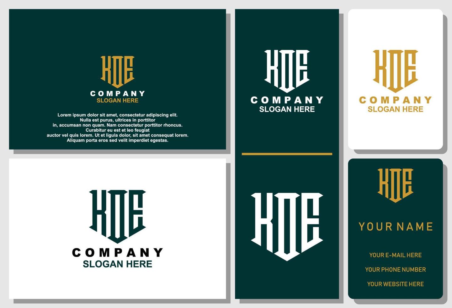 letter koe monogram logo-ontwerp met presentatiesjabloon vector