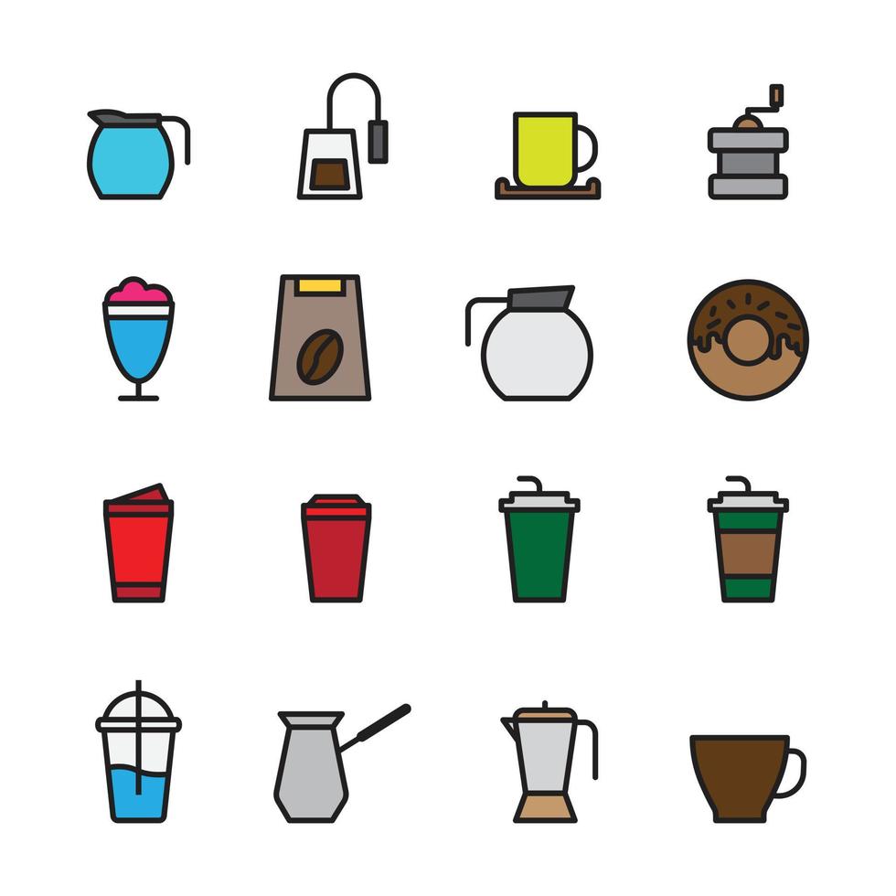 koffiekopje pictogrammen instellen lijn pictogram bewerkbare kleur vector