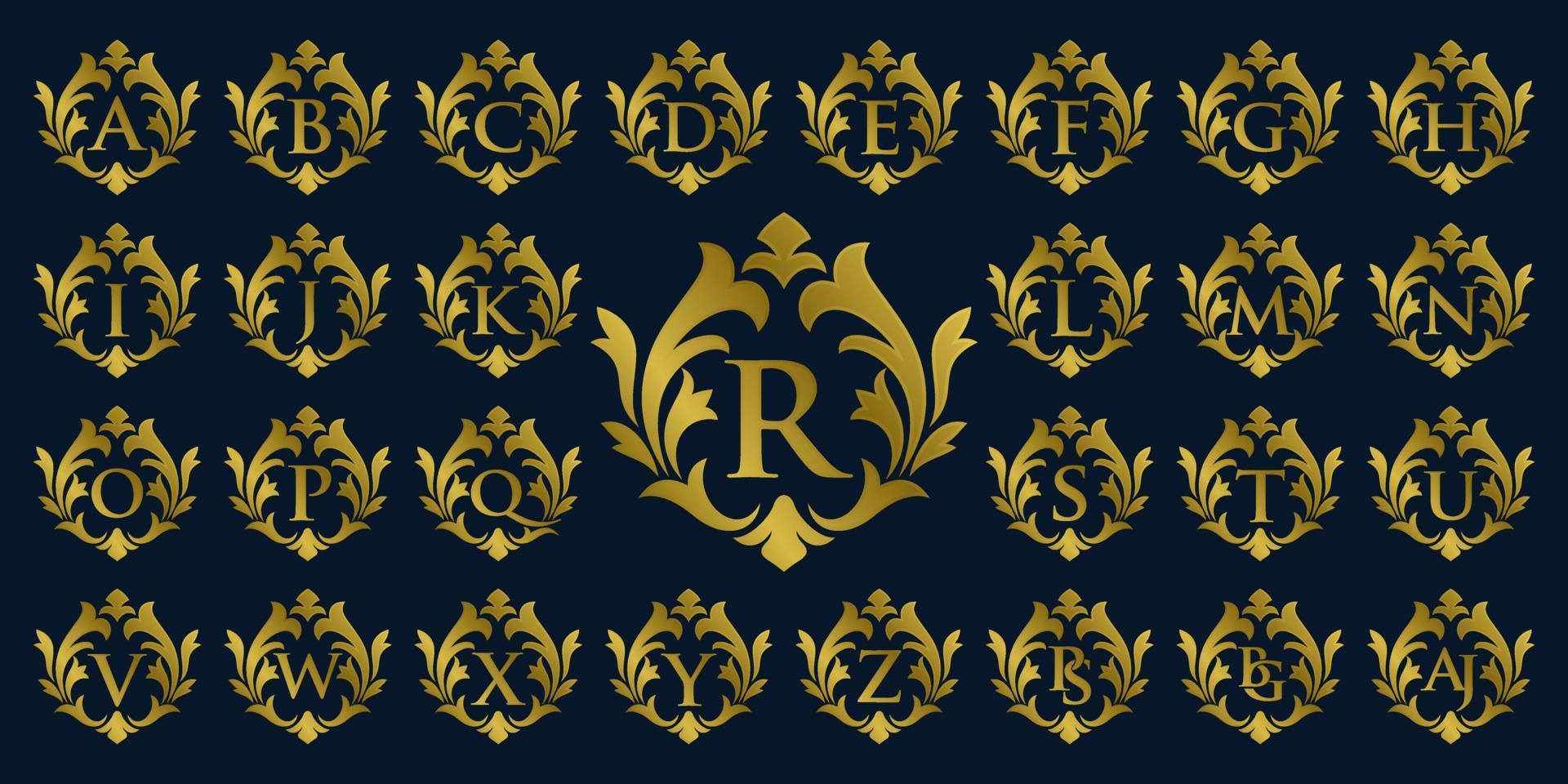 luxe logo monogram crest sjabloon ontwerp vectorillustratie. koninklijke merk vintage vignet ornamenten. vector