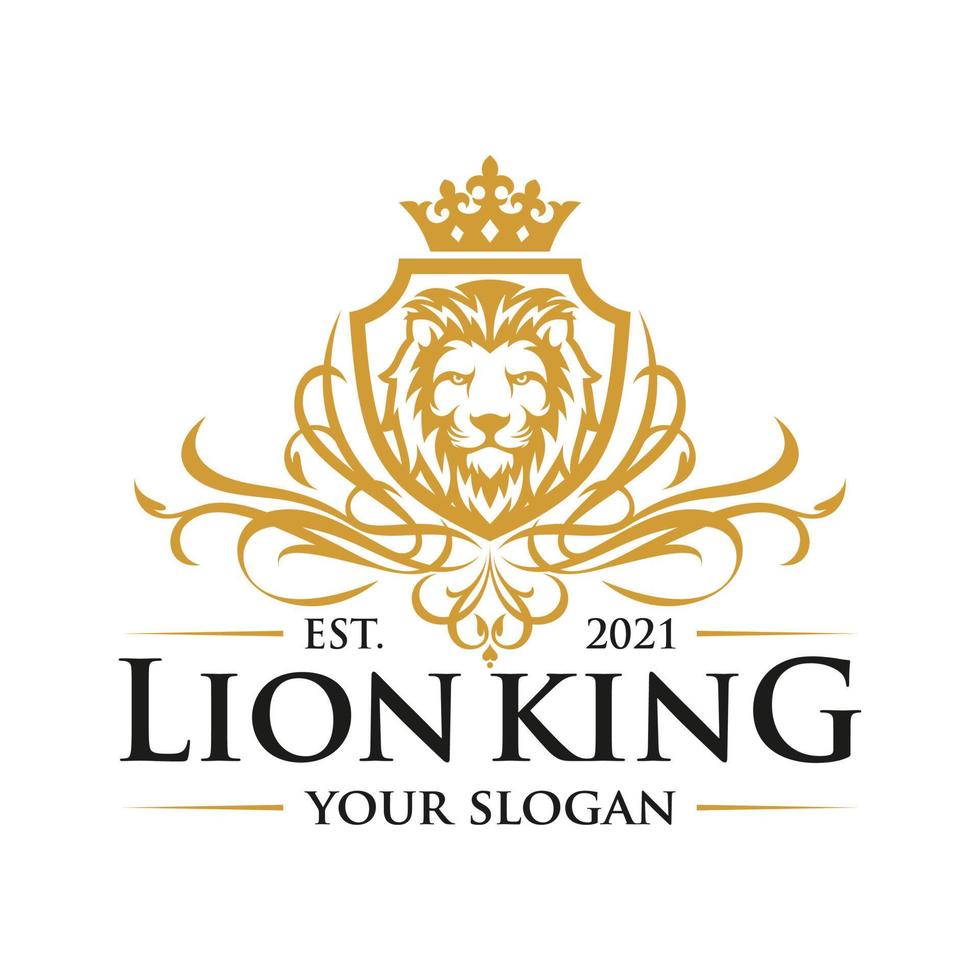 luxe gouden koninklijke leeuwenkoning logo-ontwerpinspiratie vector