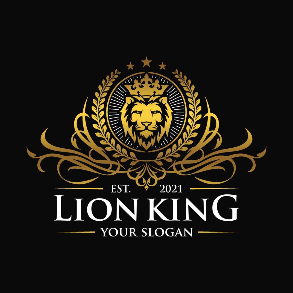 luxe gouden koninklijke leeuwenkoning logo-ontwerpinspiratie vector