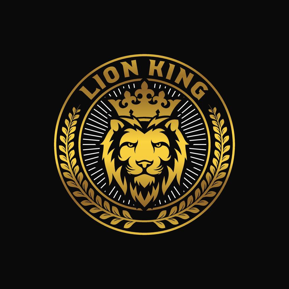 luxe gouden koninklijke leeuwenkoning logo-ontwerpinspiratie vector