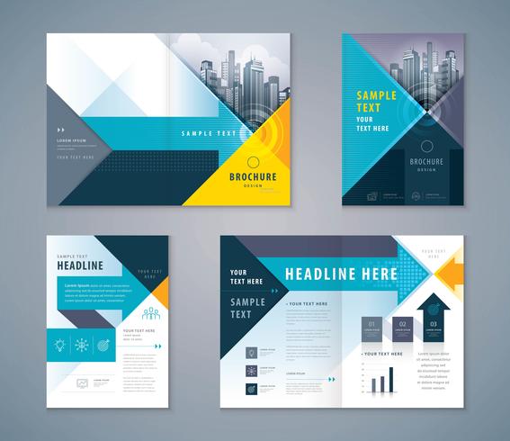 Cover boek ontwerpset, abstracte pijl achtergrond sjabloon brochures vector