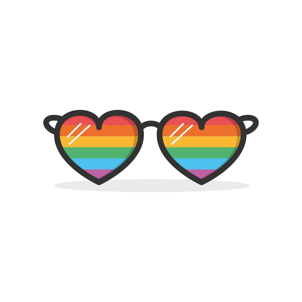 LGBT-teken met witte achtergrond. brilpictogram in kleuren van de lgbt-trotsvlag vector