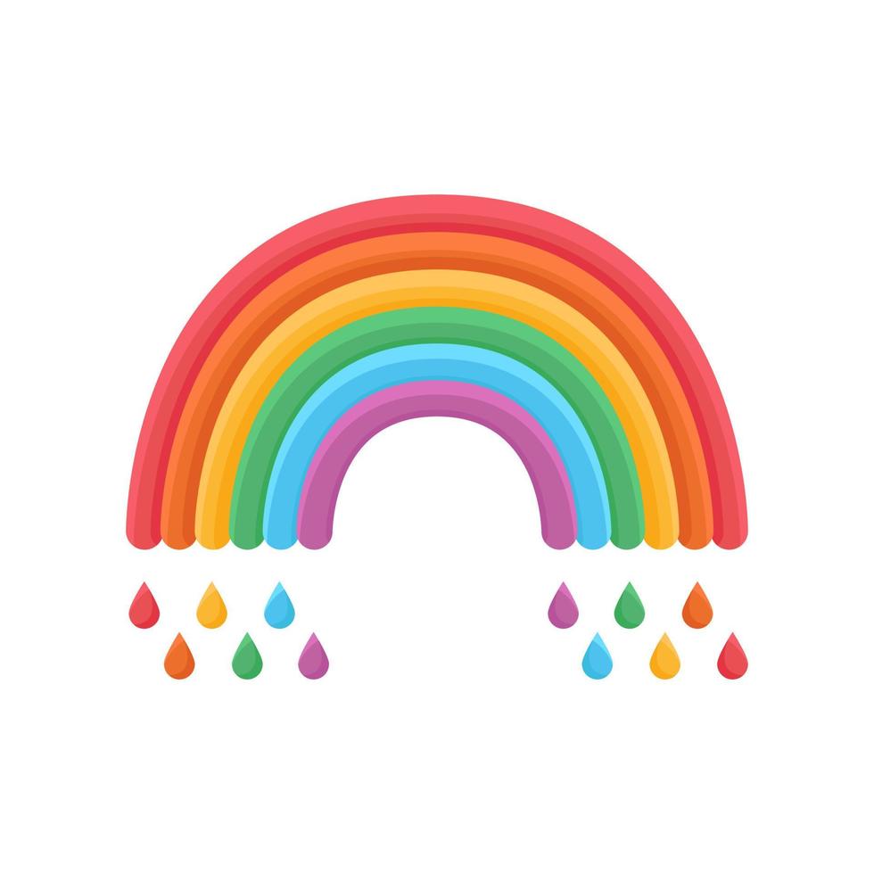 regenboog icoon met regen. LGBT-gerelateerd symbool in regenboogkleuren. Gay Pride. regenboog gemeenschap trots maand. liefde, vrijheid, steun, vredessymbool. plat vectorontwerp dat op witte achtergrond wordt geïsoleerd vector