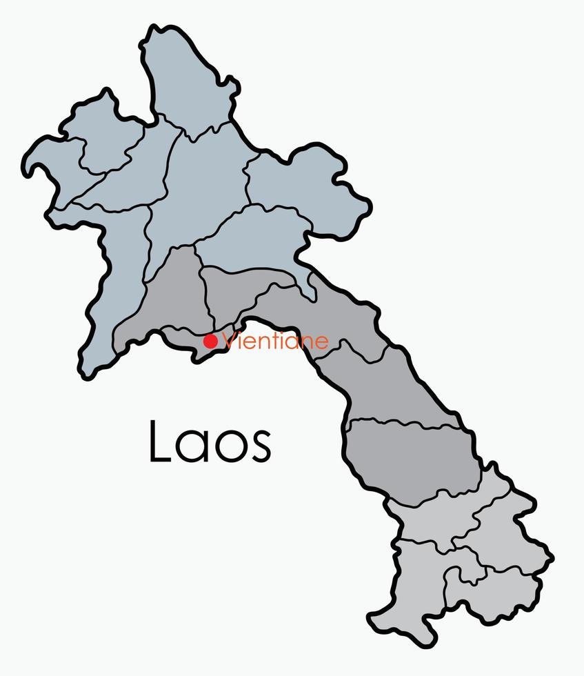 doodle uit de vrije hand tekening kaart van laos. vector