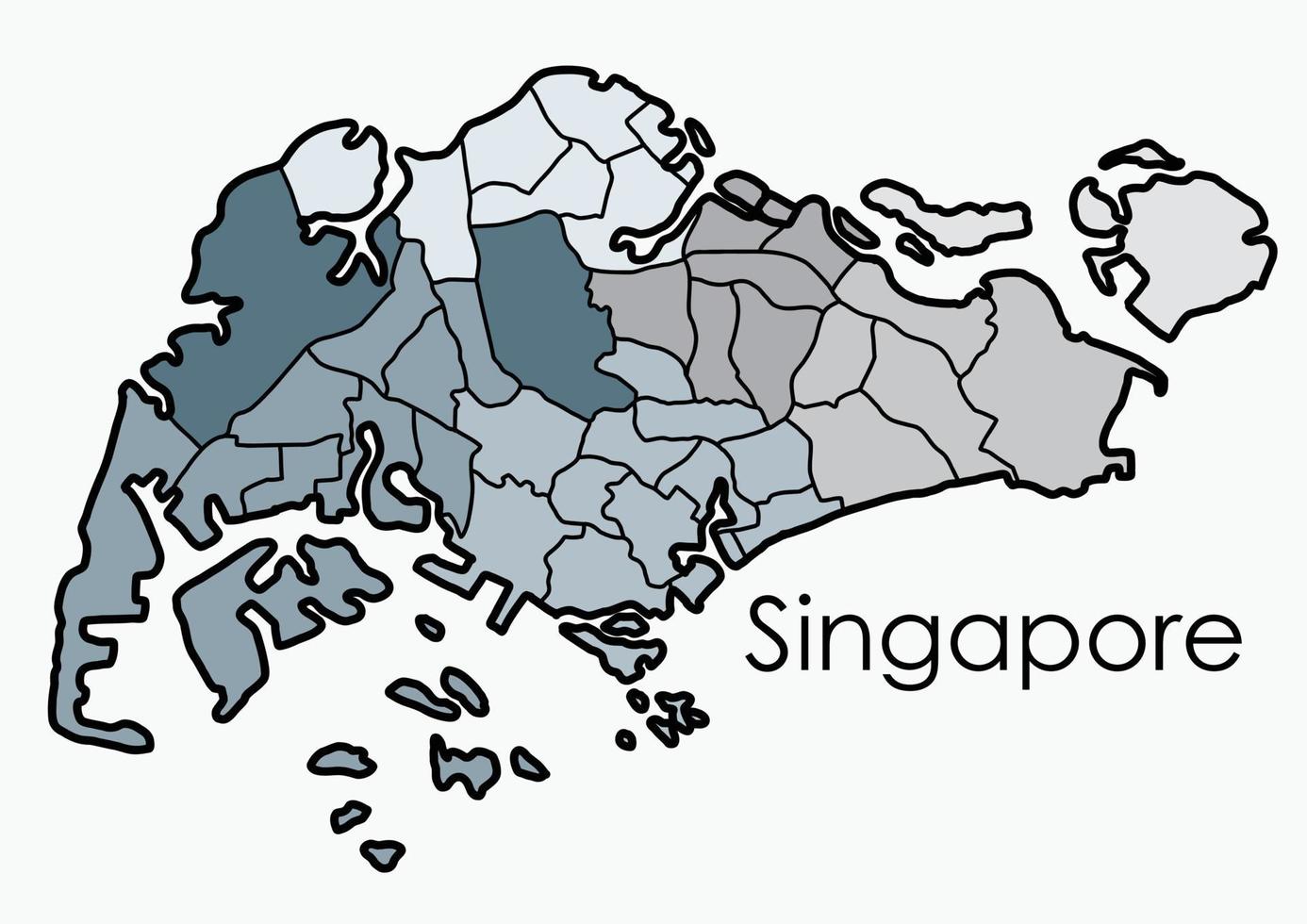 doodle uit de vrije hand tekening kaart van singapore. vector