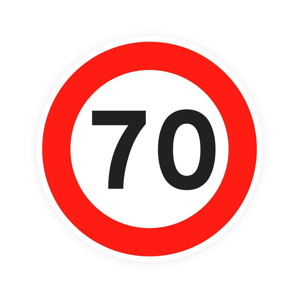 snelheidslimiet 70 ronde wegverkeer pictogram teken vlakke stijl ontwerp vectorillustratie. vector