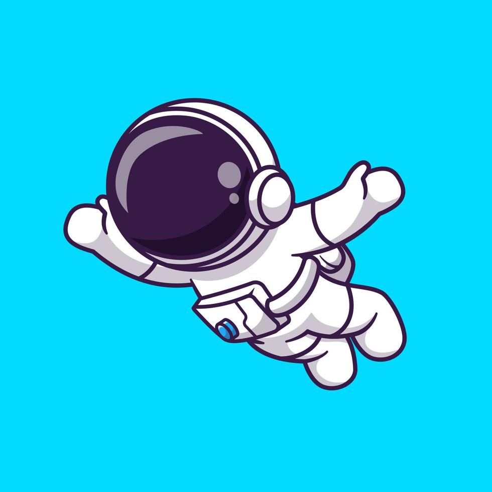 astronaut zwevend in de ruimte cartoon vector pictogram illustratie. ruimte technologie pictogram concept geïsoleerde premium vector. platte cartoonstijl