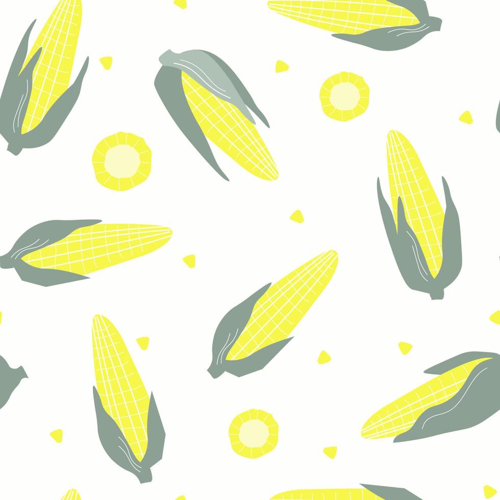 naadloos patroon met maïskolven. afdrukken met groenten. vectorafbeeldingen. vector