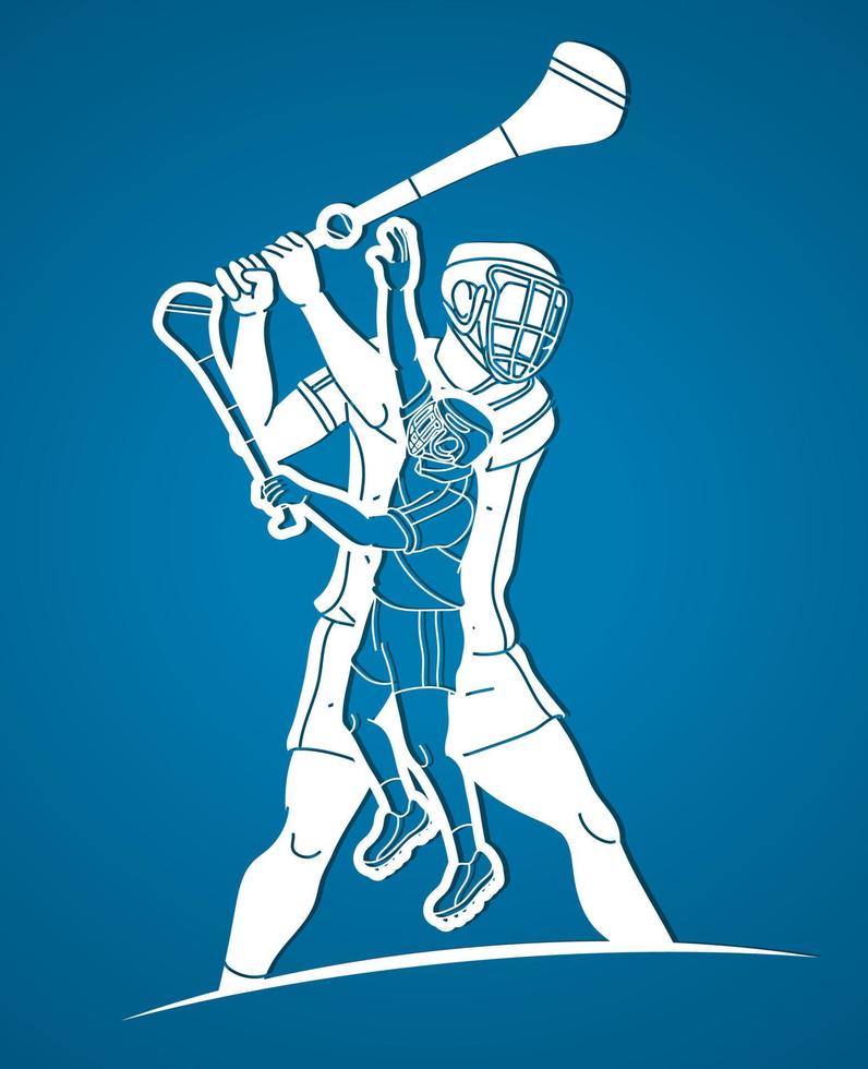 actie groep hurling spelers vector