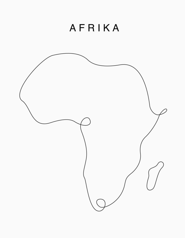 lijn kunst afrika kaart. ononderbroken lijn continentkaart. vectorillustratie. enkele omtrek afrika wereld. vector