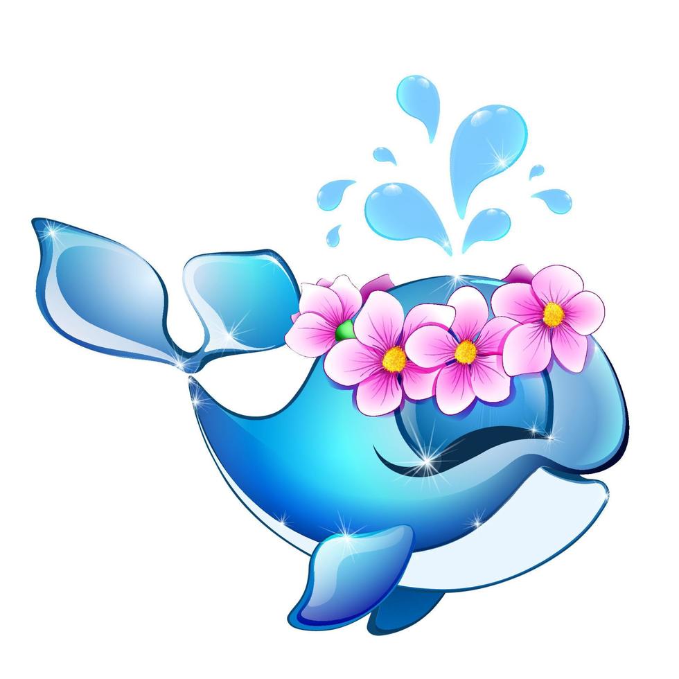 walvis met bloemenkrans vector