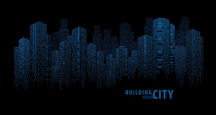 pano gebouw abstract blauw vector