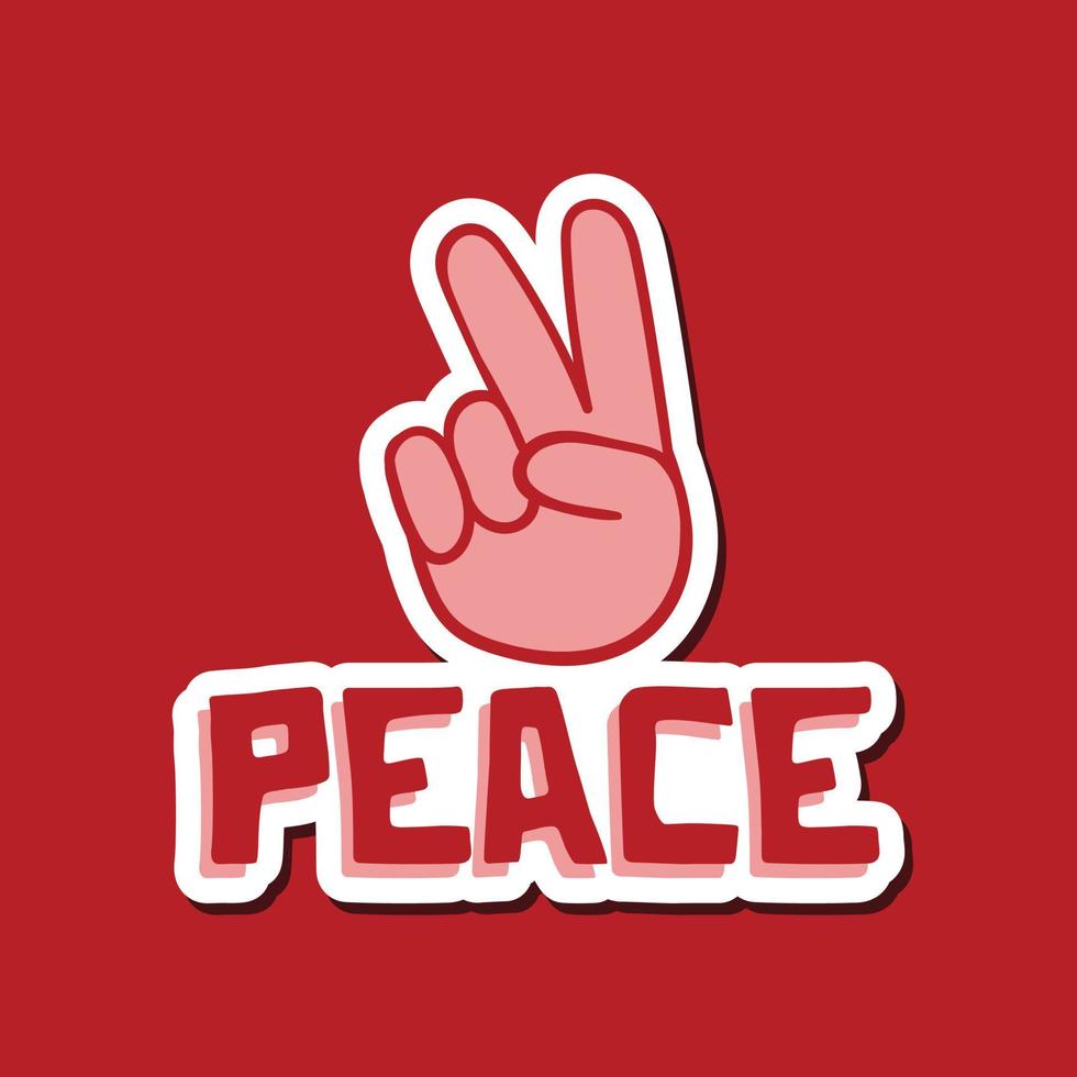 vrede en hand vredessymbool doodle illustratie voor stickers banner print etc vector