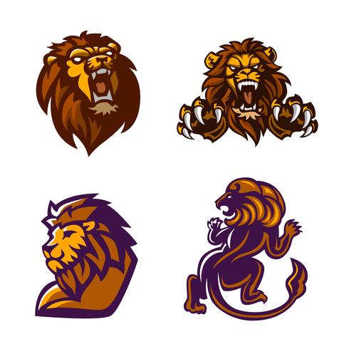 Lion, mascotte logo set vector