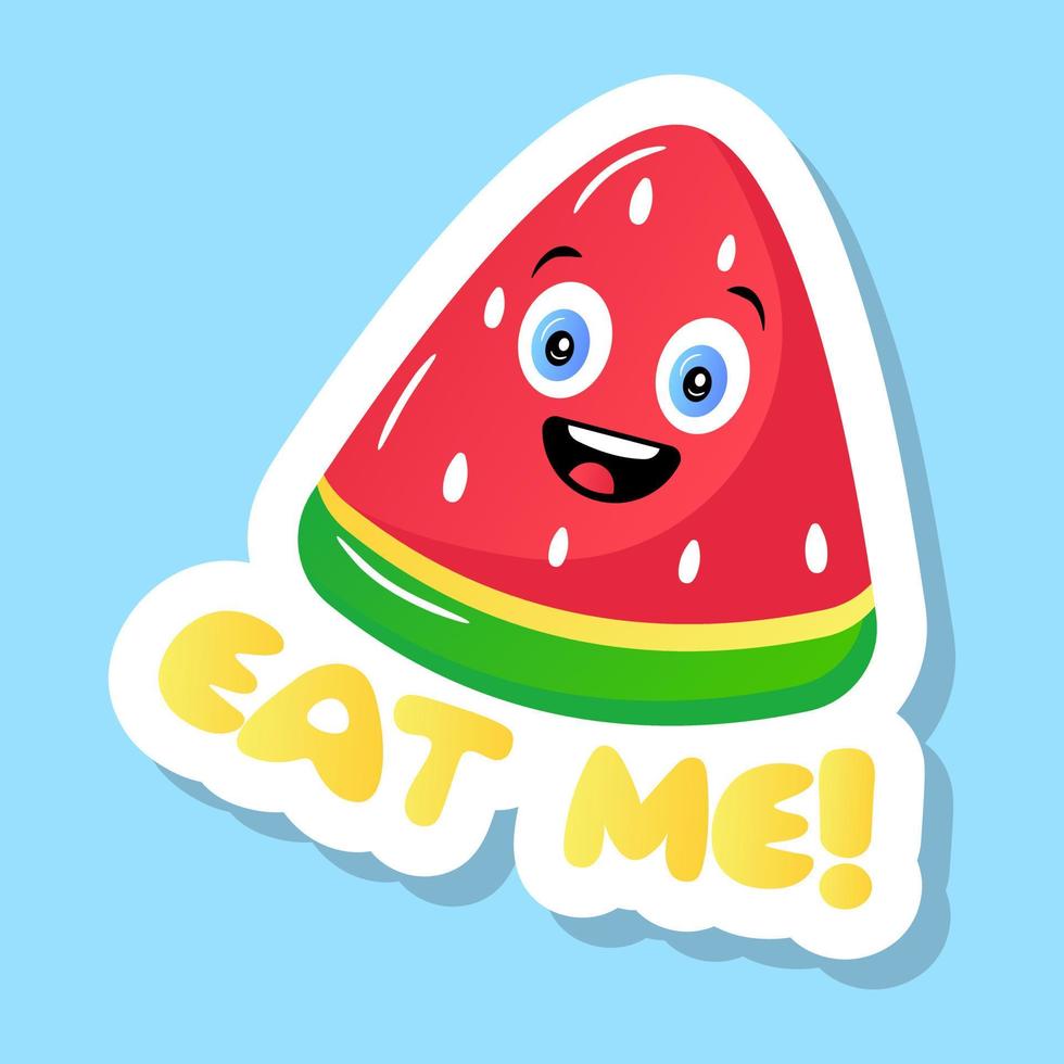 schattig watermeloen leuk stickerontwerp vector