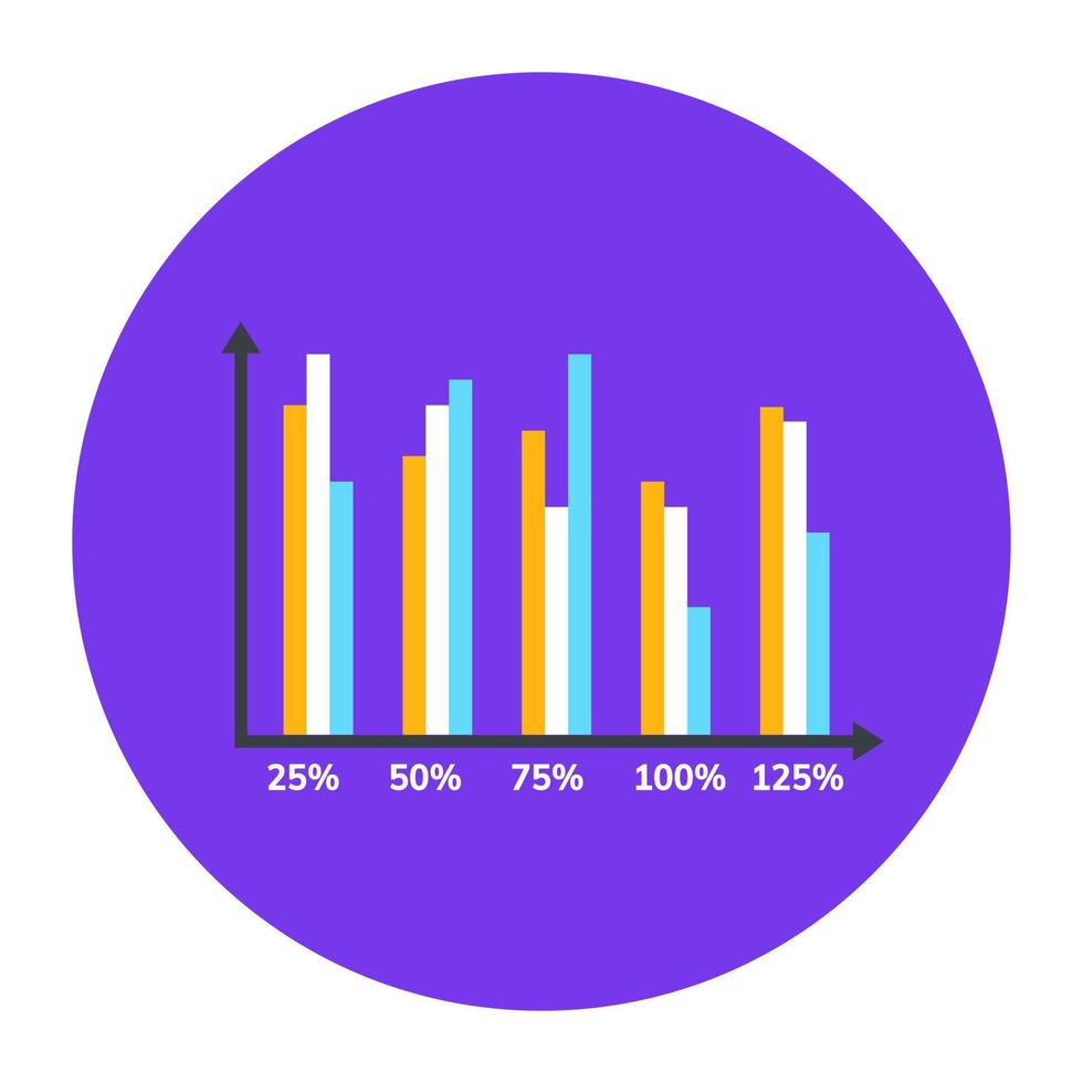 gegevensanalyse, plat afgerond pictogram van statistische grafiek vector