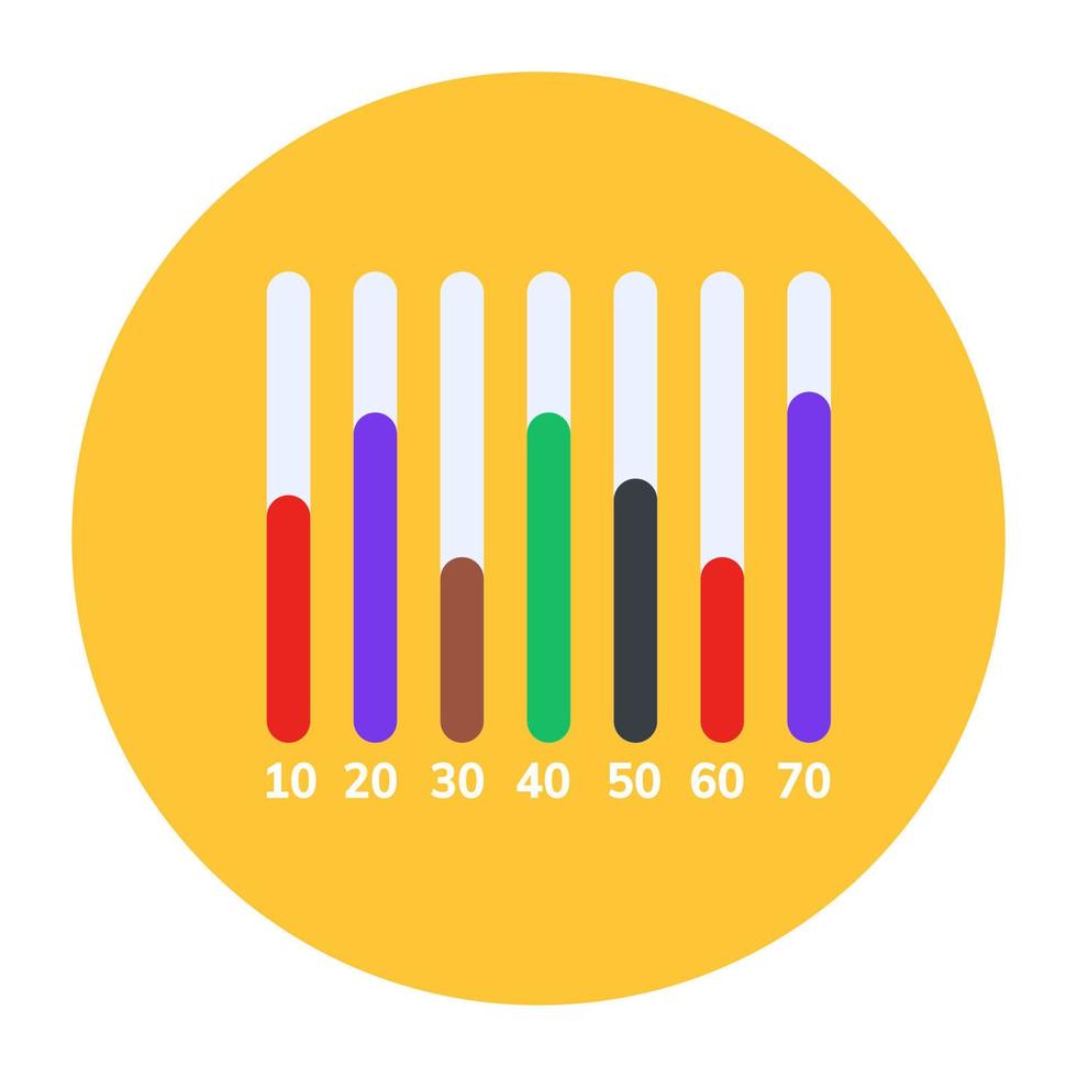 gegevensanalyse, plat afgerond pictogram van statistische grafiek vector