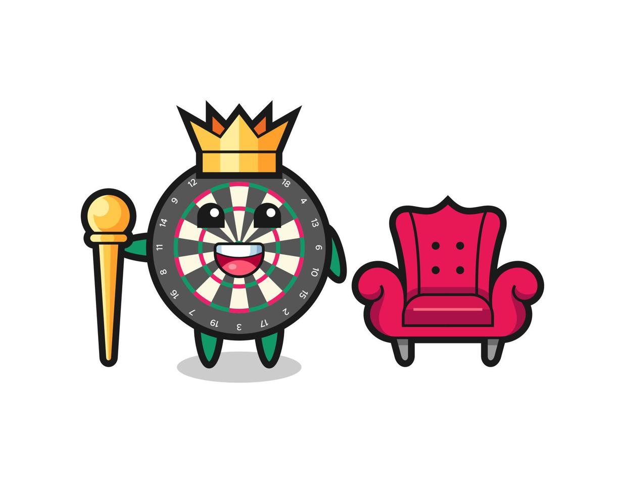mascotte cartoon van dartbord als een koning vector