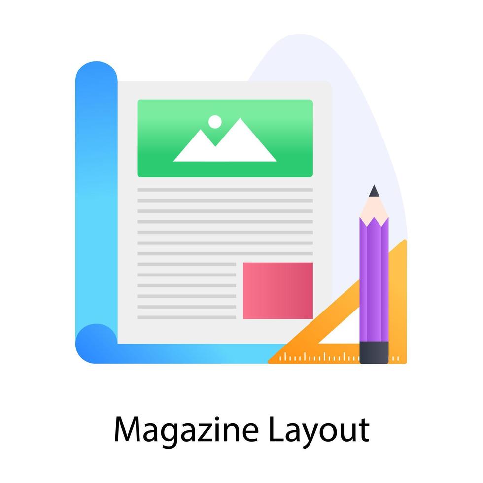 tijdschriftlay-out, plat conceptueel icoon van artikel schrijven vector