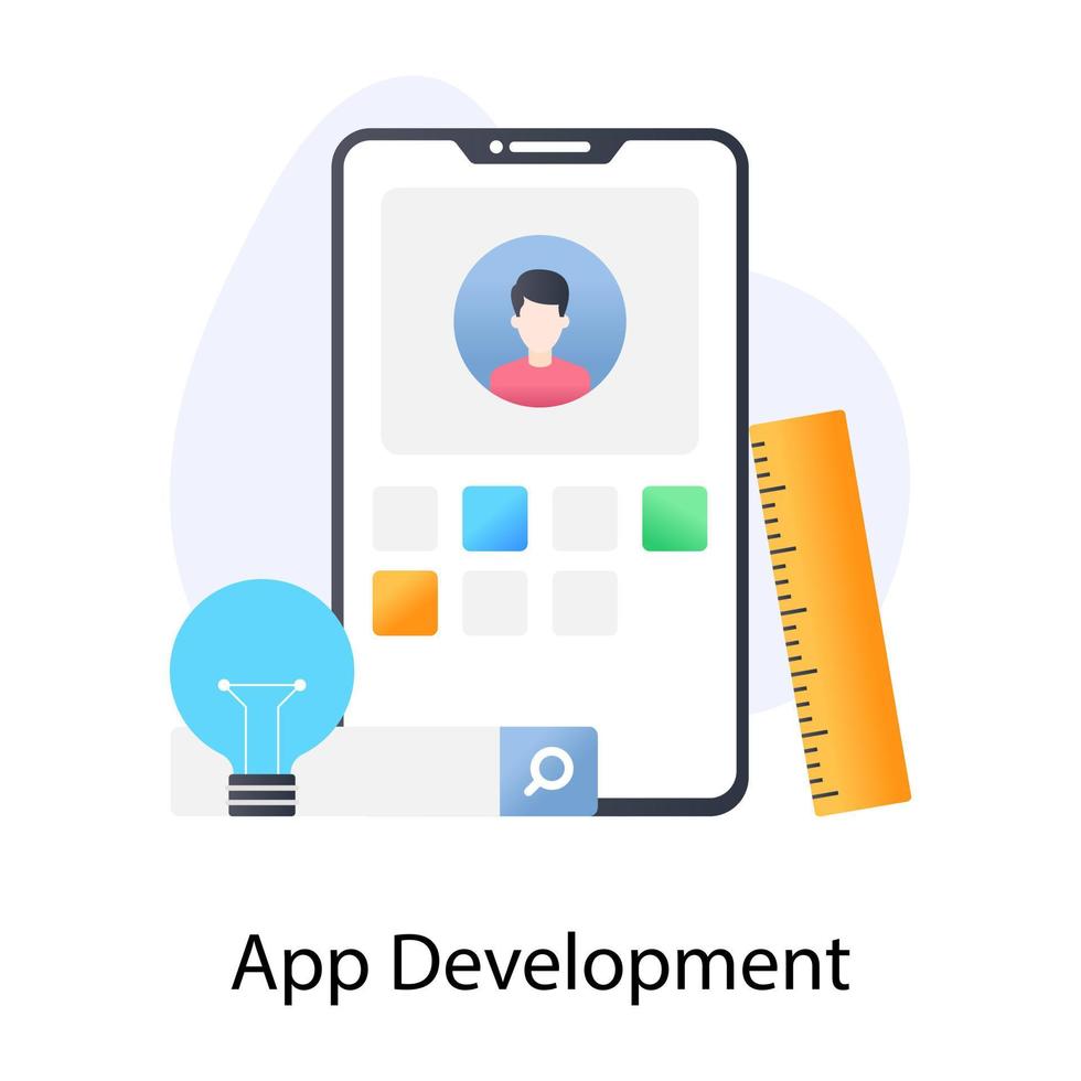 app-ontwikkelingspictogram van platte conceptuele stijl, mobiel ontwerp vector