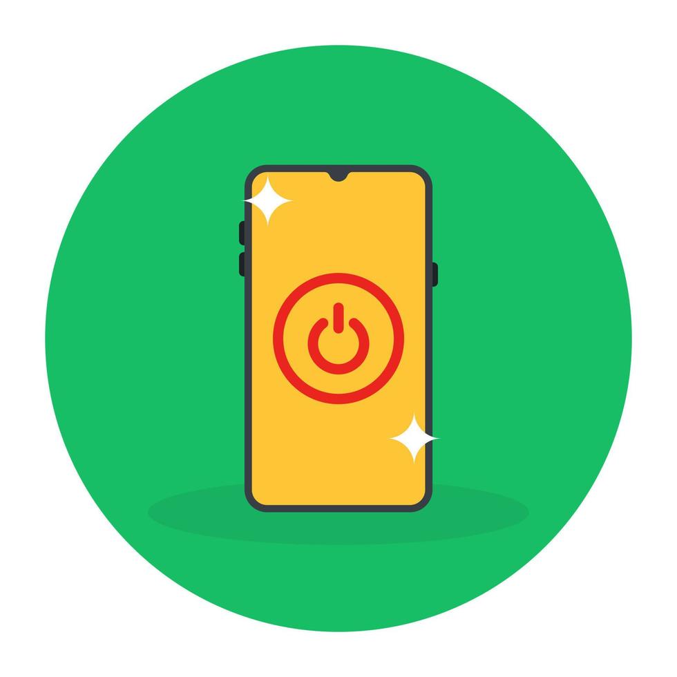 icoon van mobiel uitschakelen geïsoleerd op groene achtergrond vector