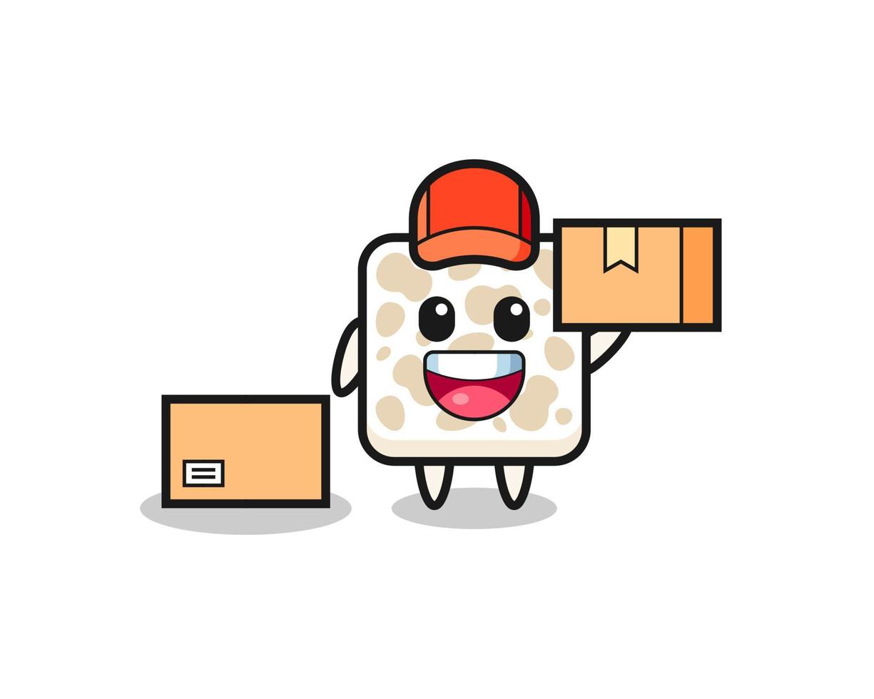 mascotteillustratie van tempeh als koerier vector